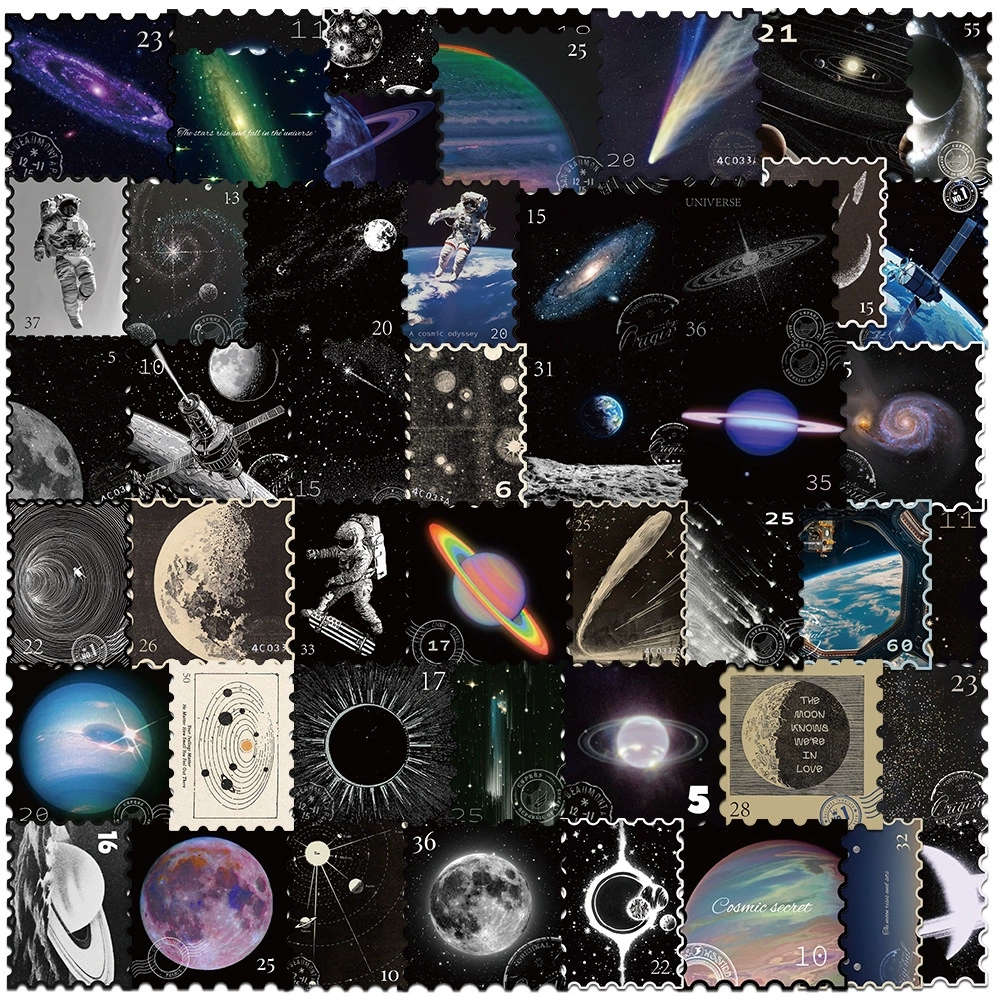 神秘宇宙邮票贴纸银河星球宇航员