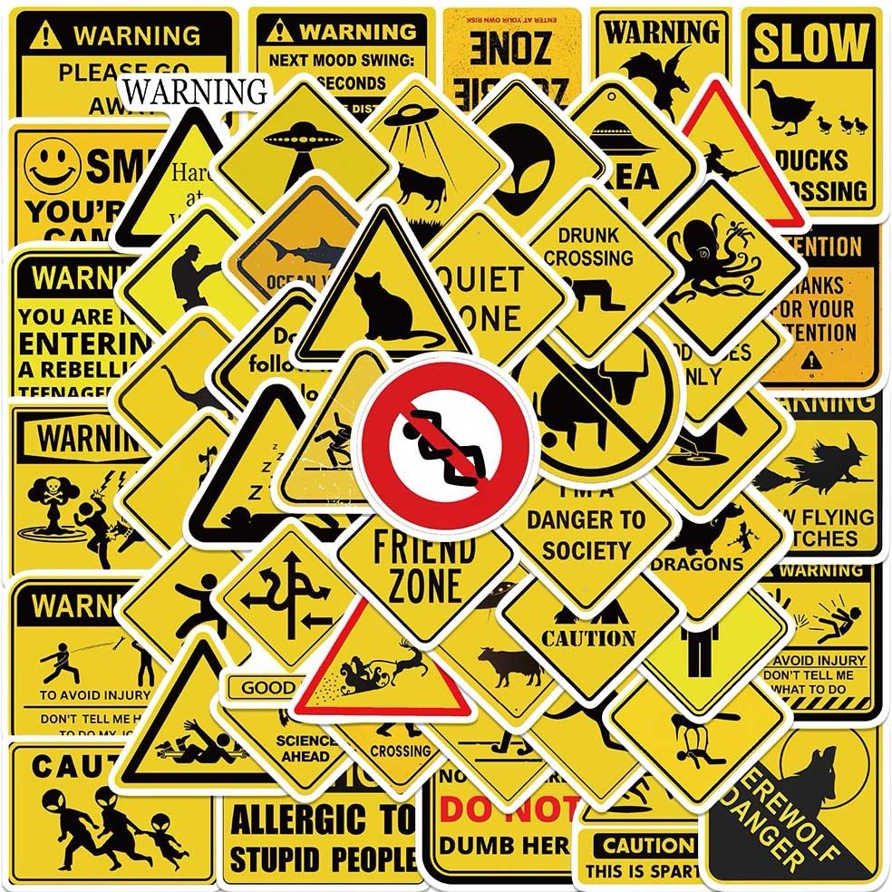 53张卡通可爱警示标志牌贴纸禁止行为标识装饰手机壳电脑防水贴画,文具电教/文化用品/商务用品,贴纸/立体贴纸,淘宝优惠券,粉丝福利购,淘宝优惠卷