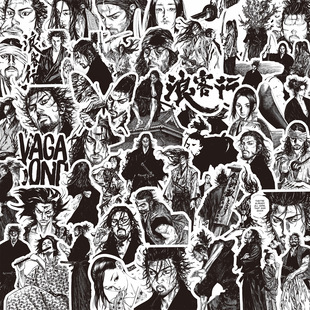 80张浪客行贴纸古风侠客人物井上雄彦黑白漫画手机壳装饰防水贴画