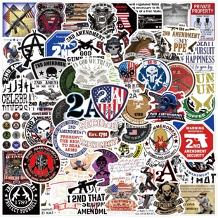 102张美国枪支修正案贴纸美式卡通装饰手机平板水杯电脑防水贴画