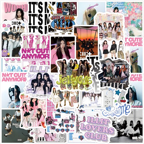 56张ILLIT韩国女团贴纸卡通可爱人物创意装饰手机壳电脑防水贴画