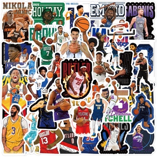 100张篮球明星贴纸可爱卡通球星运动员装饰行李箱手机笔记本贴画