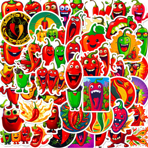 彩绘卡通搞怪表情小辣椒防水贴纸