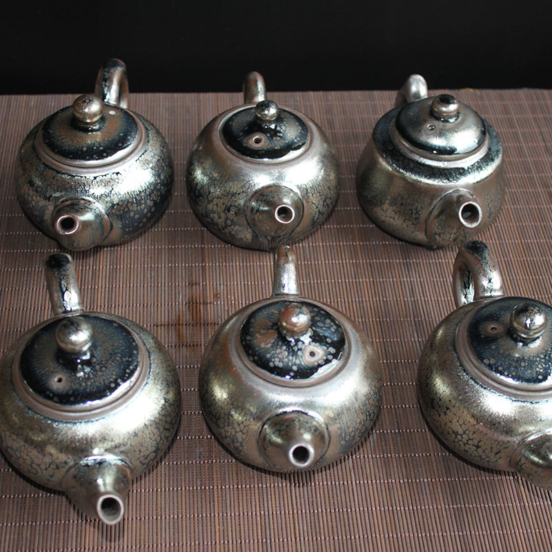 建阳建盏中式复古原矿铁胎油滴茶壶功夫茶具泡茶器