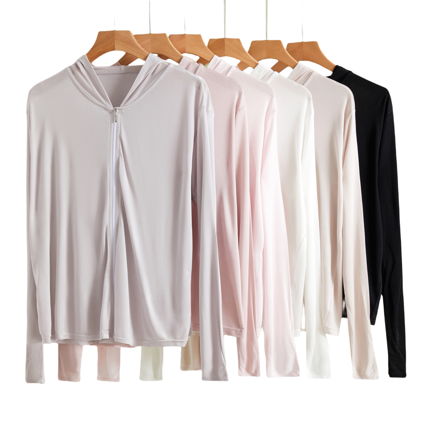 真丝防晒衣新款桑蚕丝长袖连帽衫T恤薄款透气宽松开衫上衣空调衫