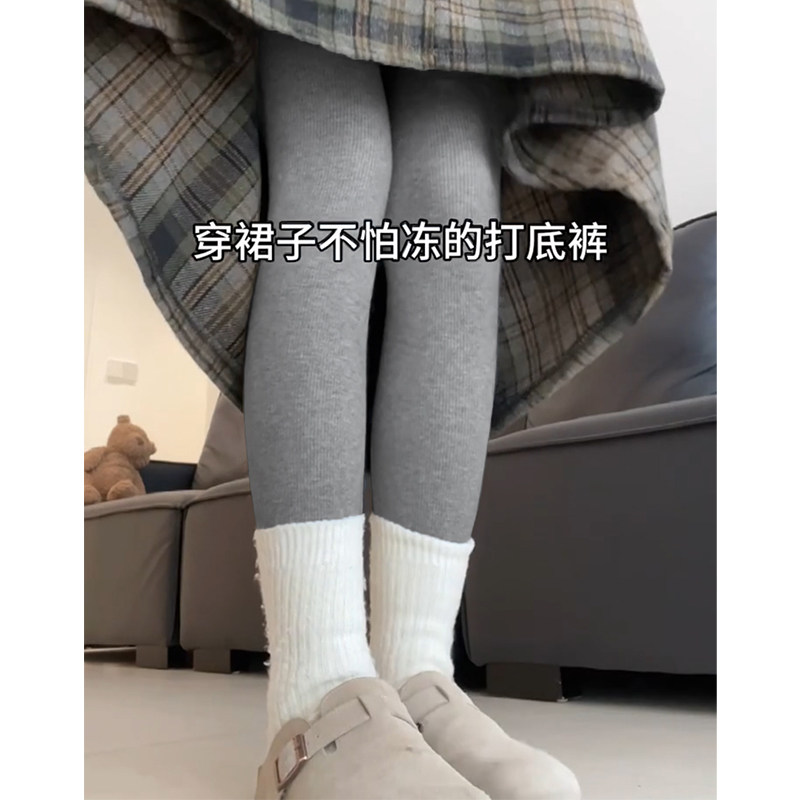 灰色加绒打底裤女秋冬季2024新款压力外穿秋裤小脚紧身裤加厚棉裤