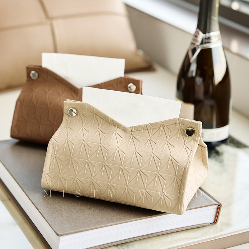 简约现代轻奢皮革桌面纸巾盒