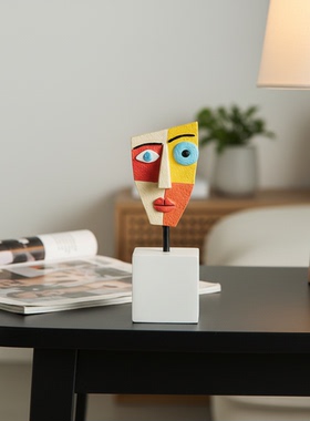 简约现代抽象人脸树脂手绘摆件