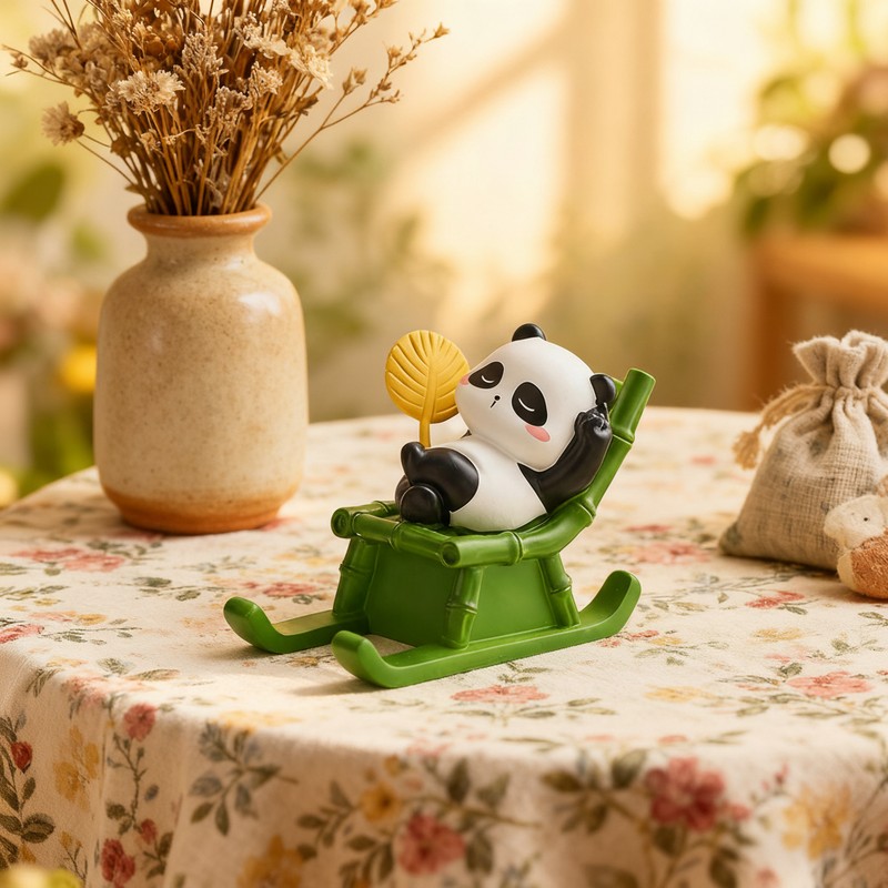 可爱熊猫小木鱼创意桌面摆件