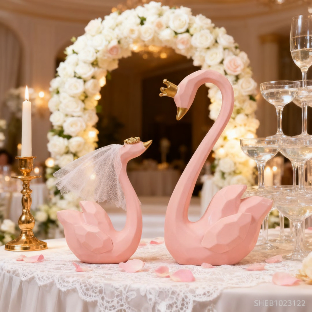 粉色天鹅婚房装扮用品