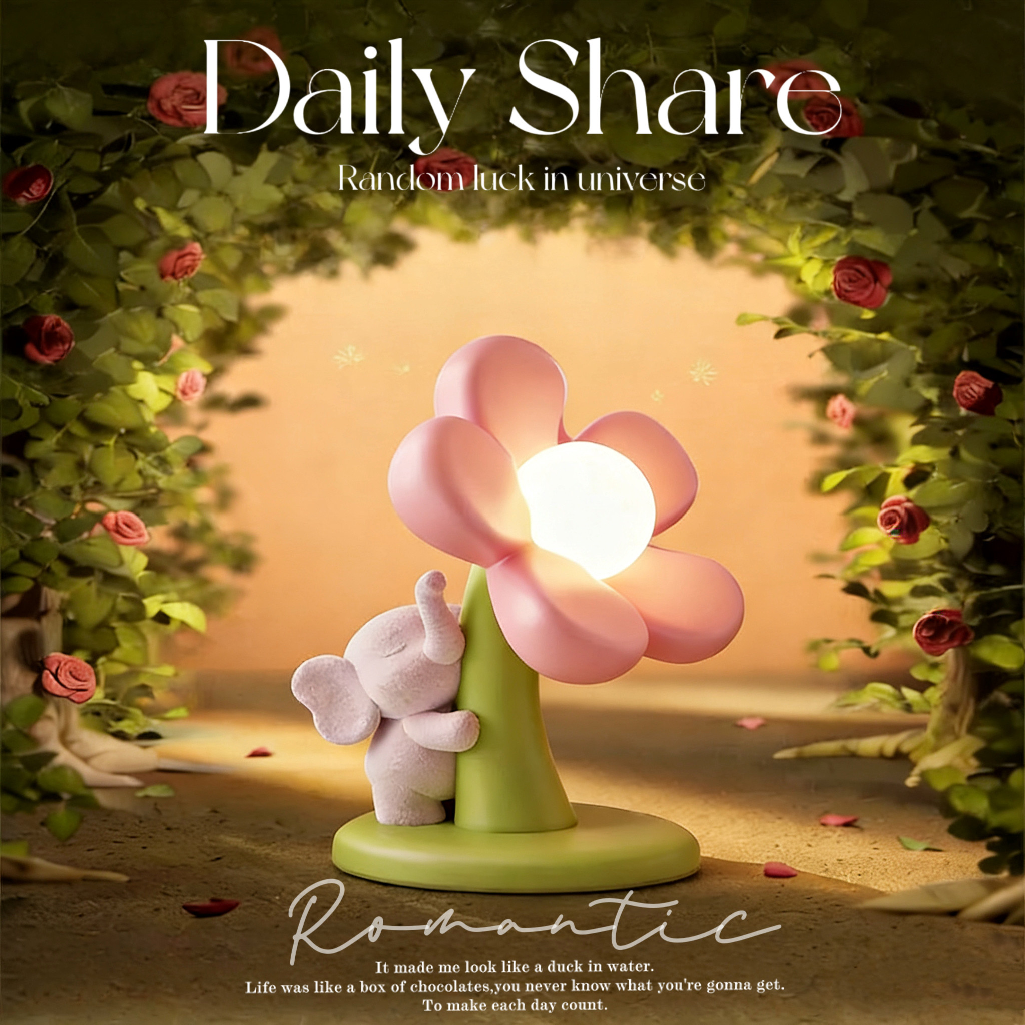 创意小象树脂床头台灯生日礼物