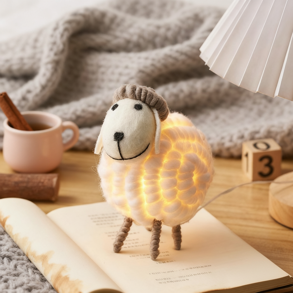 卡通羊LED装饰灯USB电池双用桌面台灯卧室儿童可爱小夜灯