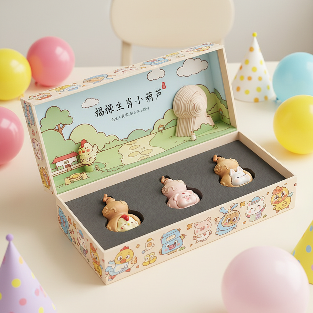 国潮卡通动物树脂桌面摆件礼盒