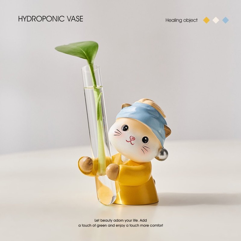 软萌治愈系卡通猫咪水培花瓶