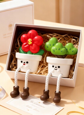 卡通植物树脂桌面摆件礼盒送礼