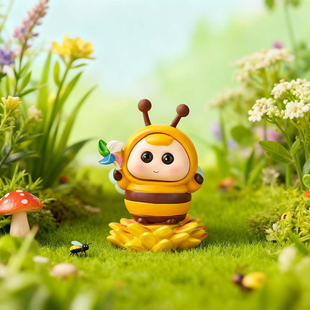 软萌治愈系蜜蜂手绘树脂桌面摆件