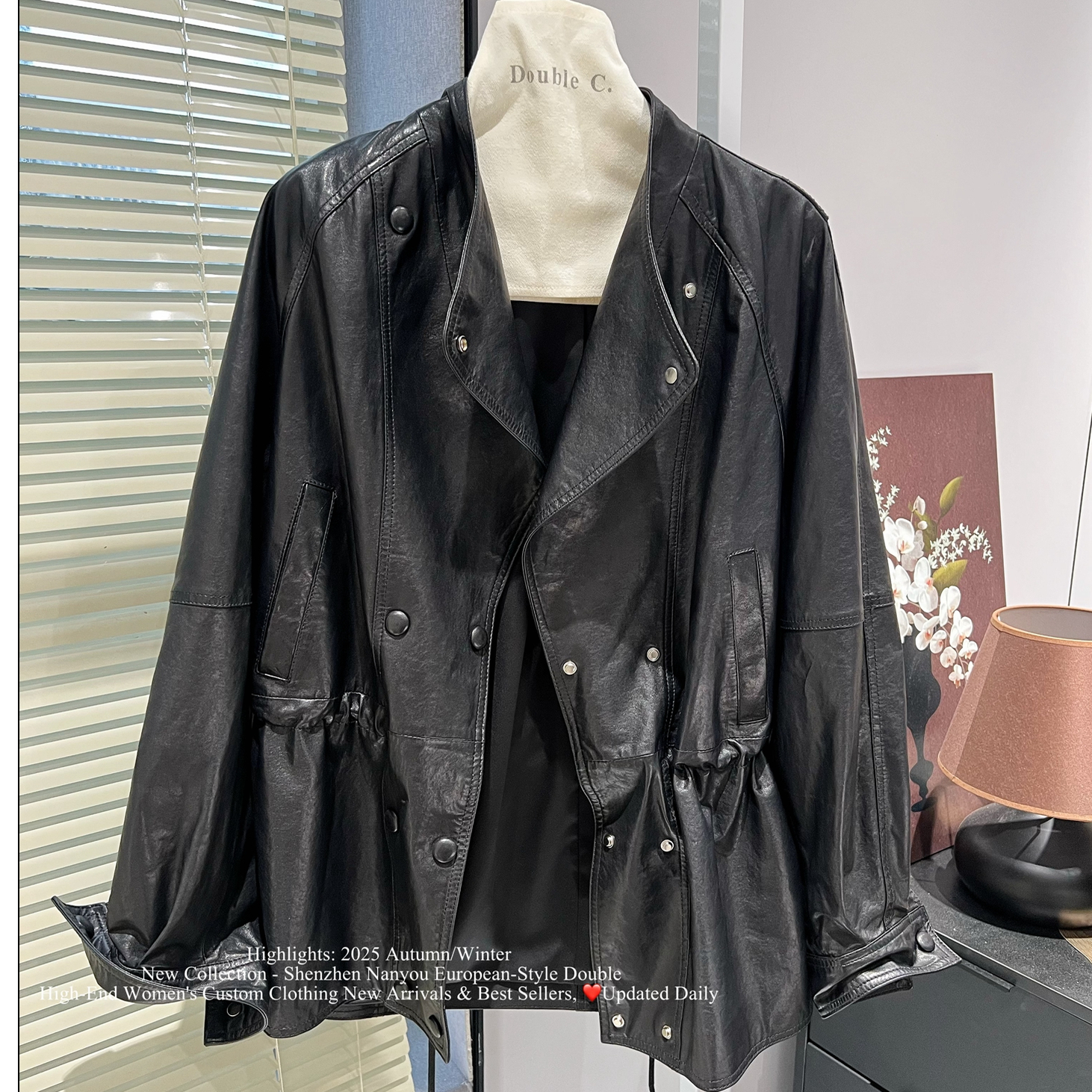 双C2025秋冬收腰绵羊皮夹克外套