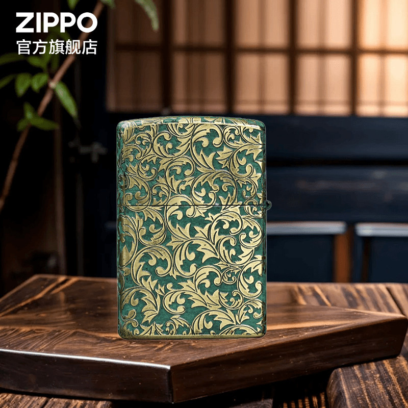 ZIPPO官方旗舰店之宝正品青铜唐草防风煤油打火机生日礼物送男友