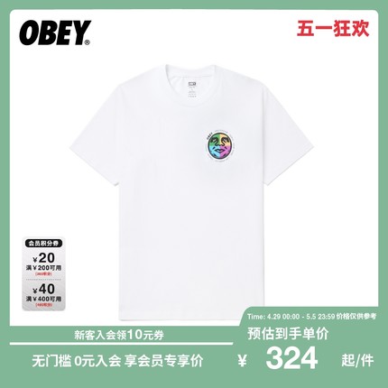 OBEY夏季新品潮流趣味抽象人物图案纯色短袖T恤63716XXM