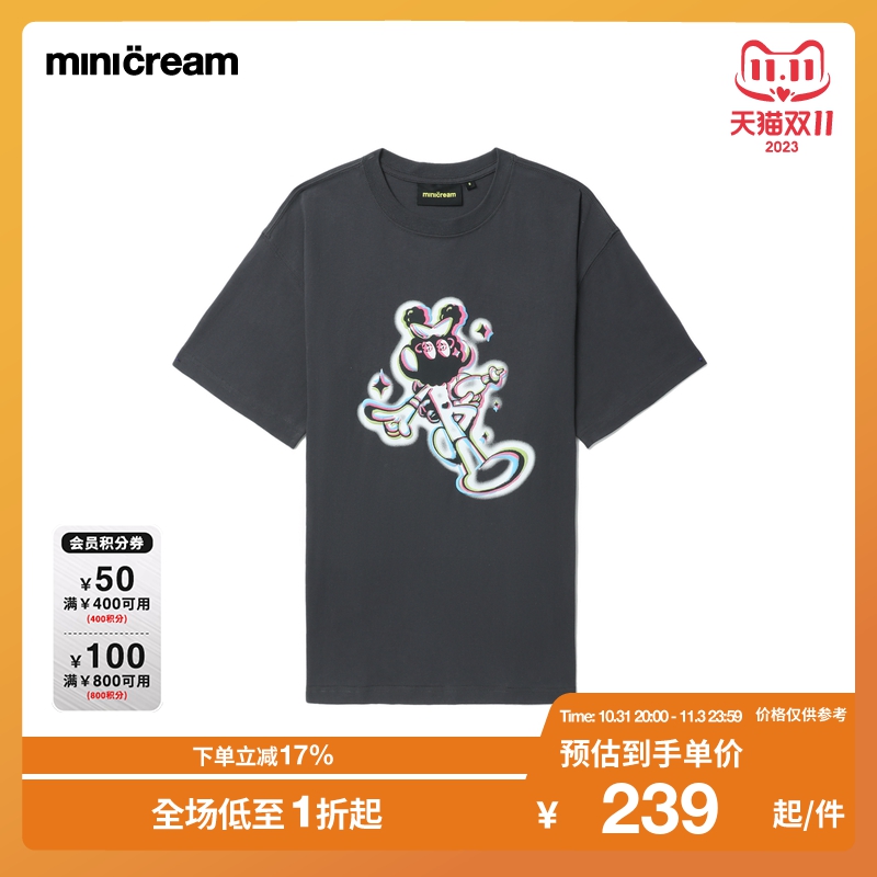mini cream女装2023夏季新款小怪兽图案印花短袖T恤SS6115K