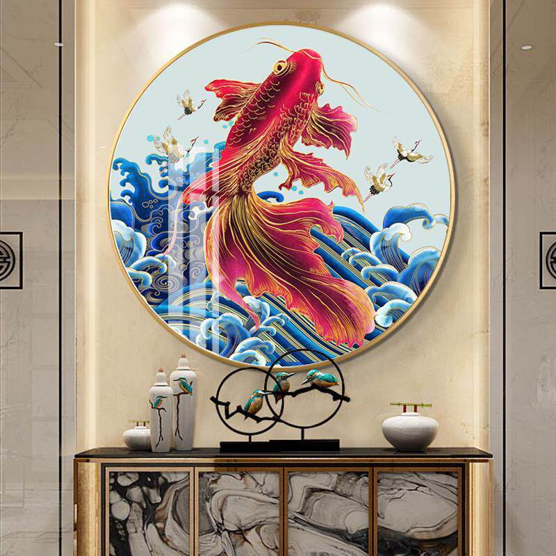 2022年新款5d钻石画满钻2021转运锦鲤鱼跃龙门水晶点贴珠绣十字绣