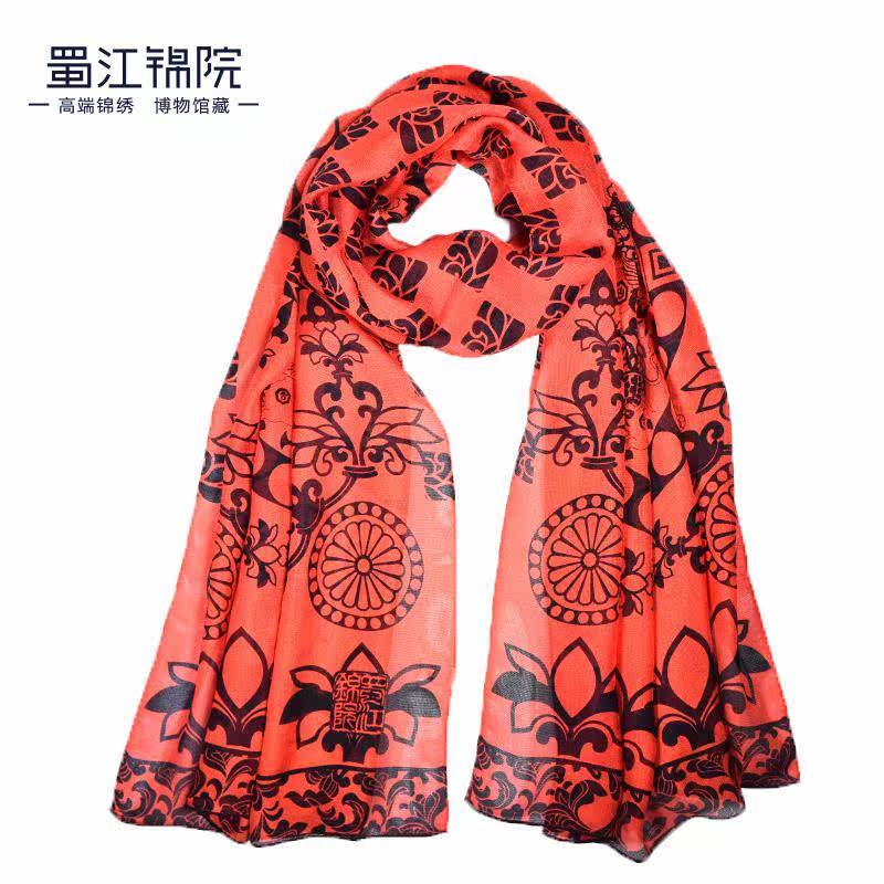 双色长丝巾 蜀江锦院真丝巾桑蚕丝妈妈款轻薄长款中秋节实用礼物