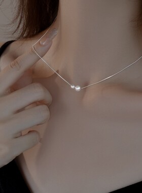 链子925银仿珍珠 纯银珍珠项链女款锁骨链项链轻奢小众高级感饰品