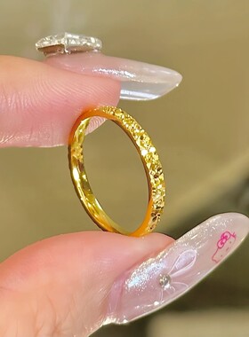 钛钢戒指 不掉色轻奢风高级感碎碎冰戒指爆闪细款素圈A05