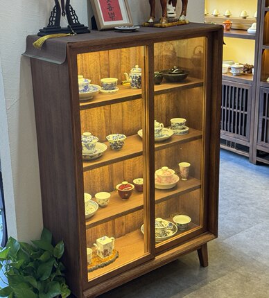 中式实木老花板展示柜储物柜收纳柜茶空间酒柜收纳柜茶具展示柜