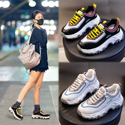 吸膜底真皮老爹鞋女春季2025新款女士跑步运动鞋女休闲百搭女鞋潮