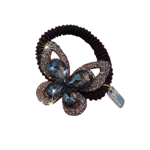 eicini艾西尼蝴蝶头饰时尚气质水钻发圈加粗不伤发皮筋女马尾发饰