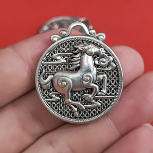 镂空花丝十二生肖纯银吊坠鼠牛虎兔龙蛇马羊猴鸡狗猪足银项链男女