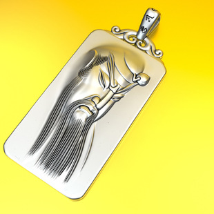 纯银S999 关公吊坠 足银实心 复古方牌 关羽武财神霸气潮男士项链