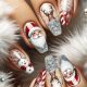 Sant nails long Medium party fake Christmas snowman for Cute