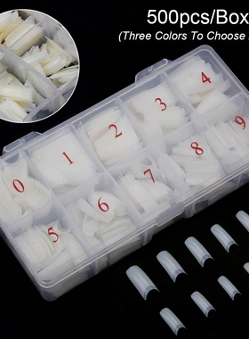 500pcs/Box Artificial Nail Tips Full Cover Nails Colored Nai