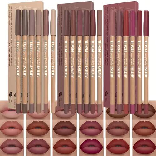 6pcs Velvet Matte Lip Liner Pencils Set Long-Lasting Non-Dry
