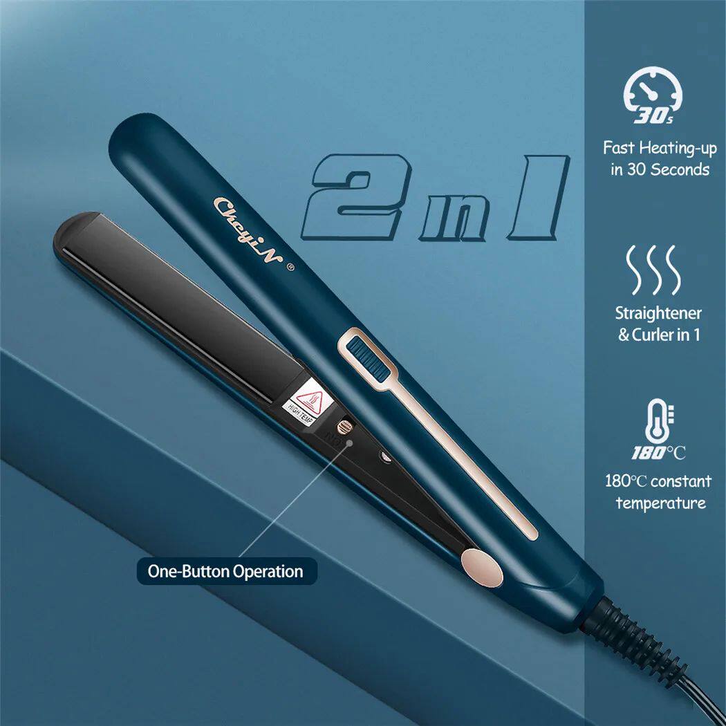 Mini Hair Flat Iron 2 in 1 Hair Straightener and Curler Port