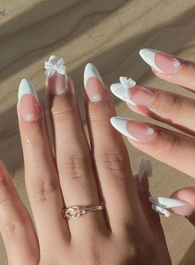 White French Style Fake Nails Gentle Pink Press on Nails 3D
