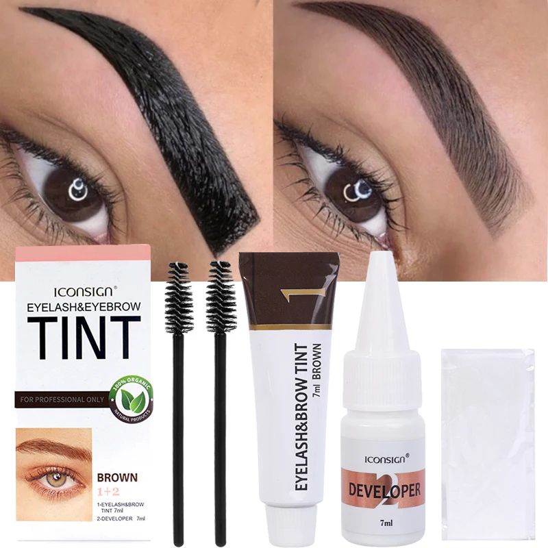 Semi Permanent Eyelash Eyebrow Dye Tint Kit 2 in 1 Waterproo
