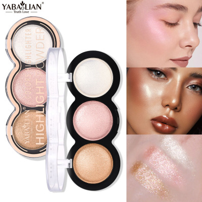 3-Color Highlighter Shimmer Glitter Brightens Skin Lasting