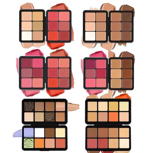 12-Color Iron Box Blusher Plate Multi-Color Cream Blush Plat