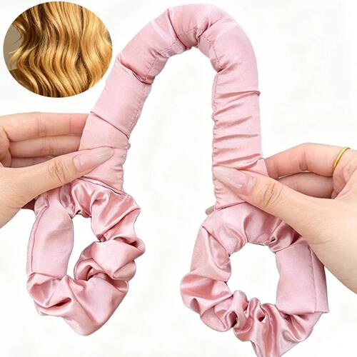 1-2pc Pink Black Satin Heatless Hair Curler Heatless Sleepin