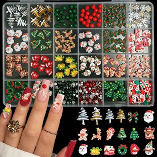 1 Box Cute Cartoon Resin Christmas Series Nail Charms Santa