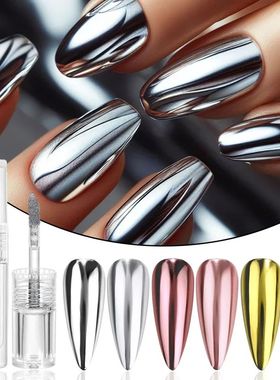 1Box Silver Gold Semi-Solid Magic-Mirror Nail Powder Metalli