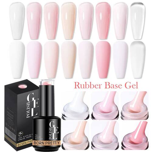 Milky Pink Rubber Base Gel Nail Polish Glitter 15ml Semi-Per - 封面