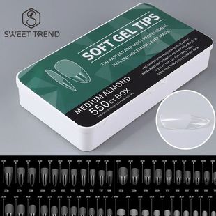 550pcs Soft Gel Nail Tips Medium Short Almond Coffin Full Co