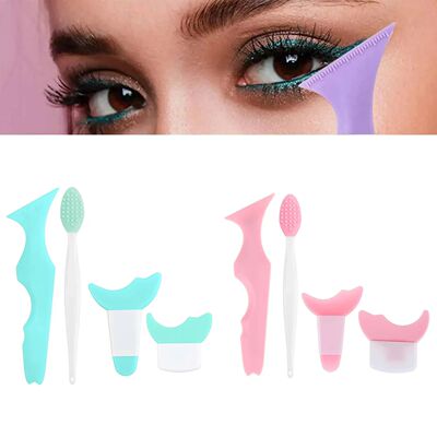 4Pcs Set Eye Makeup Assistance Tool Set With Nose Brush Sili