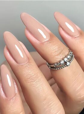 24pcs/set nude brown white fake nails for fall winter season