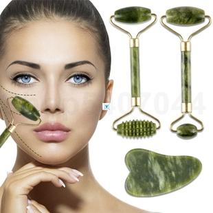 Massage Roller Natural Stone Massa Neck Facial Face Jade For