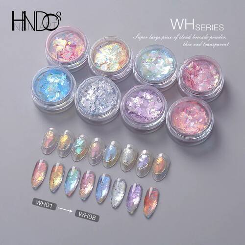 8 Colors Aurora Crystal Irregular Opal Flakes Nail Powder fo